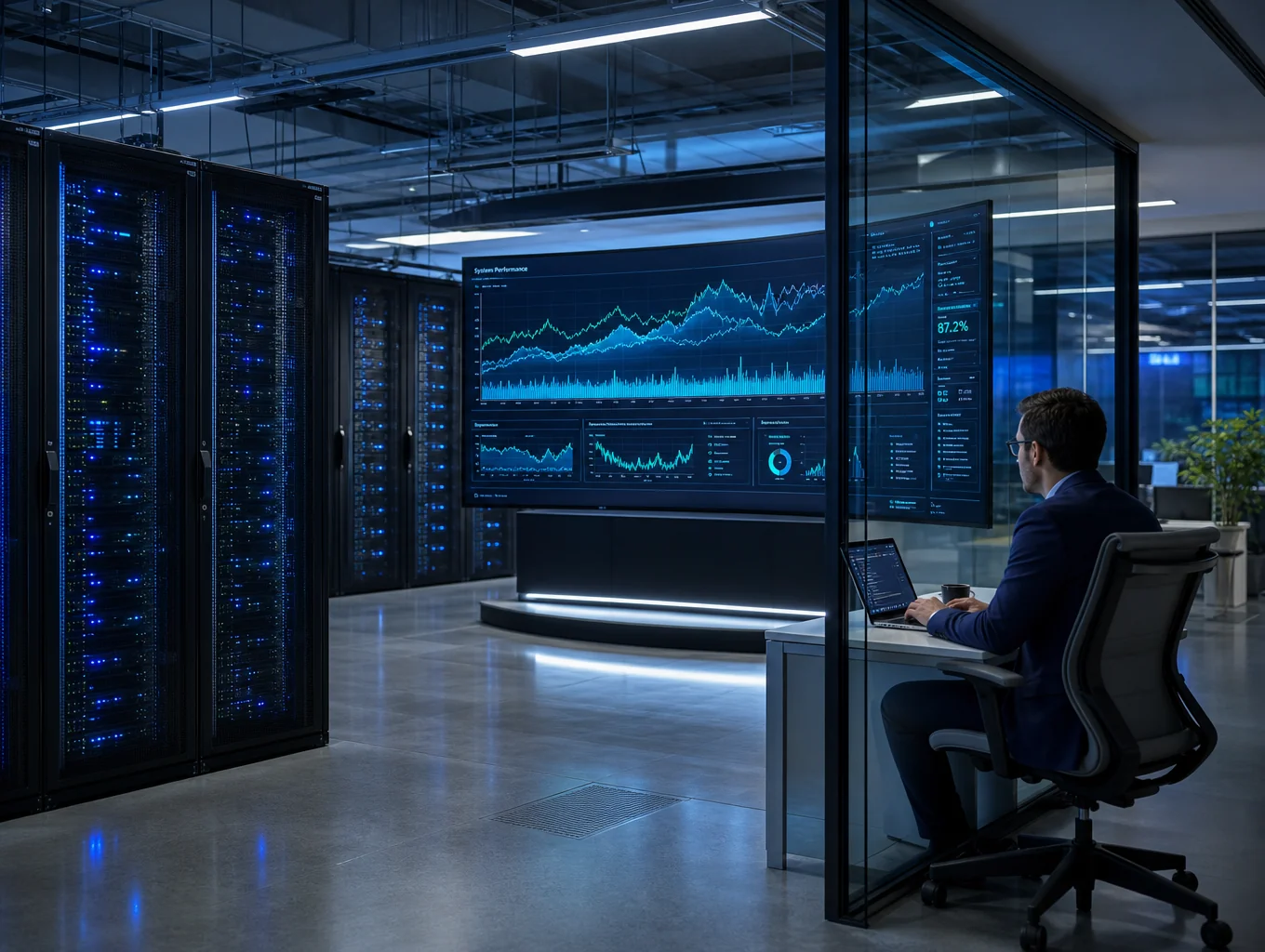 IT consultant reviewing enterprise network infrastructure